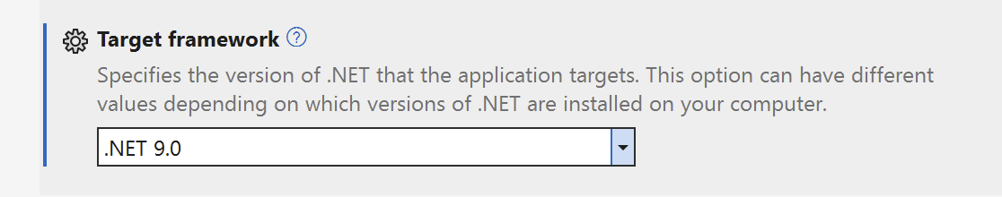Set Target Framework to .NET 9.0